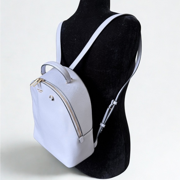 NWOT Kate Spade Staci Saffiano Leather Dome Backpack -Silver Gray. Free Dust Bag